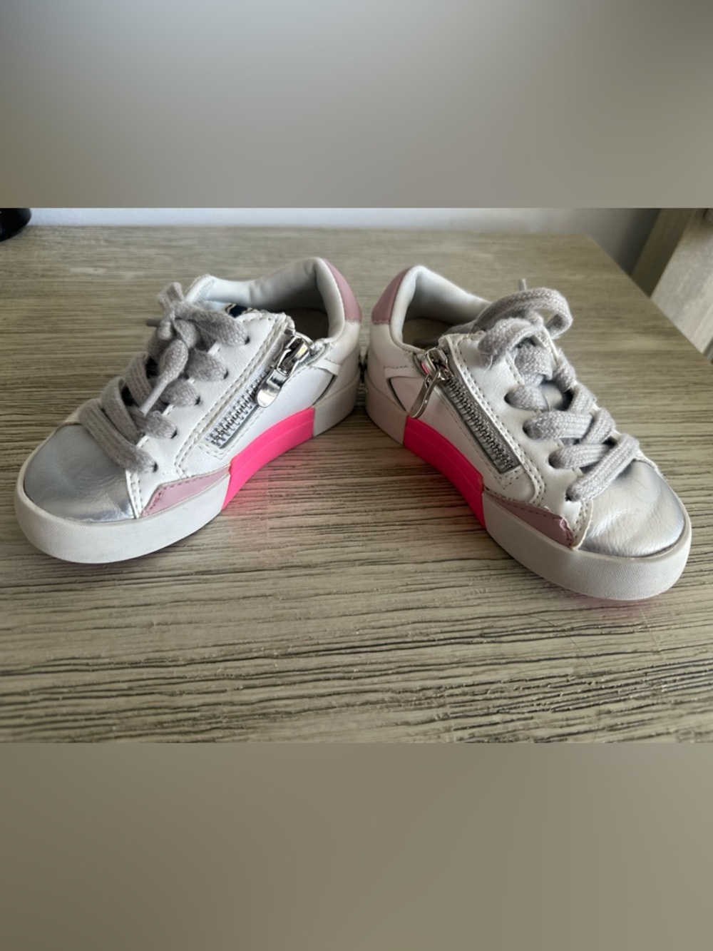 ShuShop Silver and Hot Pink toddler Sneakers - Picture 7 of 9